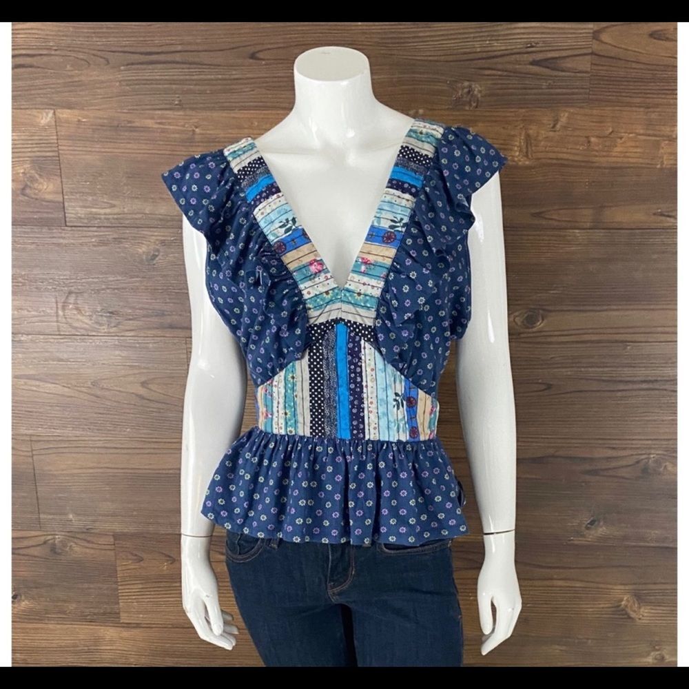 NWT Let Me Be Ruffled Patchwork Top - Picture 4 of 8